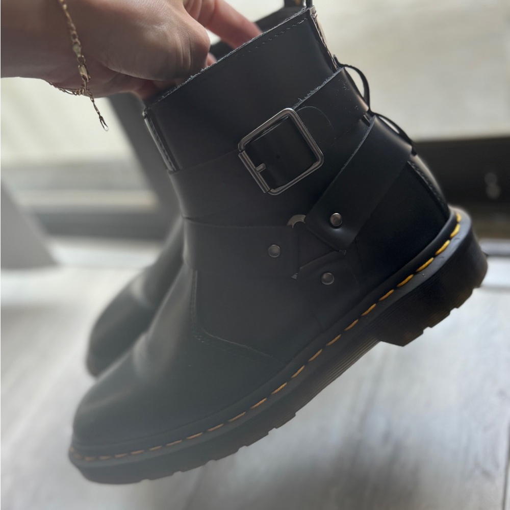 Black Leather Ankle Boots with Buckle